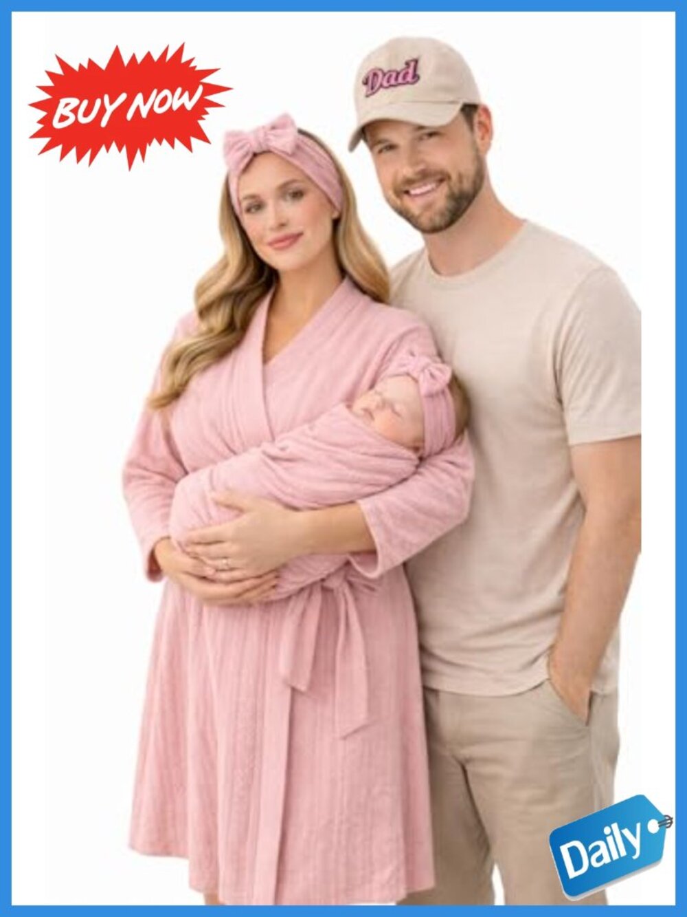 Maternity Robe Set Swaddle Headband Dad Hat Hospital Outfit